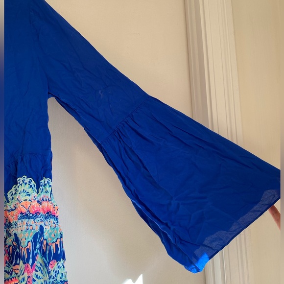 Lilly Pulitzer Bell Sleeve Blue & Pink top Blouse Preppy Women’s Small - Picture 4 of 7
